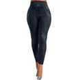 thumbnail image 1 of Enwejyy Women's Stretch Slim Fit Butt Lift Ninth Pants Faux Denim Jegging Leggings, 1 of 4