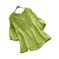 thumbnail image 1 of Enwejyy Women's Summer Thin Cotton Linen Half Sleeve Spliced Baisc Blouses Plus Size M-4XL, 1 of 2