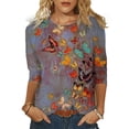 thumbnail image 1 of Enwejyy Womens Casual Floral Print 3/4 Sleeve Round Neck Lightweight T-Shirt Blouse Tops, 1 of 2