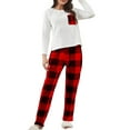 thumbnail image 1 of Enwejyy Womens Christmas Loungewear Flannel Warm Check Printed 2pcs Sets Pajamas Outfits Sleepwear, 1 of 3