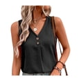 thumbnail image 1 of Enwejyy Womens Fashion Summer Sleeveless Button V-Neck Solid Color Tank Tops Blouses, 1 of 3