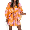 thumbnail image 1 of Enwejyy Womens Holiday Beach Dolman Half Sleeve V-Neck Floral Print Adjustable Dresses, 1 of 2