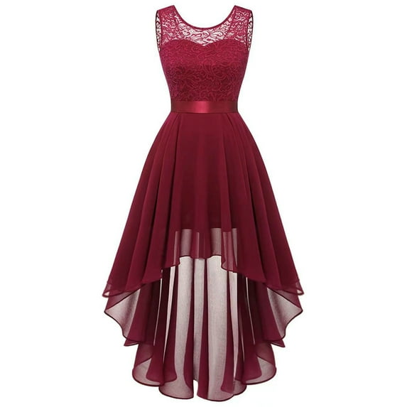 Enwejyy Womens Party Cocktail Ball Gown Chiffon Lined Round Neck Sleeveless Elegant A-Line Formal Dresses