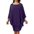 thumbnail image 1 of Enwejyy Womens Party Cocktail Chiffon Spliced 3/4 Sleeve Cloak Sleeves A-Line Dresses Plus Size S-5Xl, 1 of 2