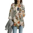 thumbnail image 1 of Enwejyy Womens Plus Size Bohemian Floral Print Long Sleeve Cardigan Relaxed Fit Cotton Linen Blouse Tops, 1 of 2