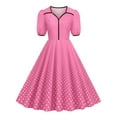 thumbnail image 1 of Enwejyy Womens Princess Pink Series Ball Gown Slim Polka Dot Print Vintage Swing Dress, 1 of 4