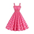 thumbnail image 1 of Enwejyy Womens Princess Pink Series Slim Sleeveless Plaid Polka Dot Print Vintage Swing Slip Dress, 1 of 4