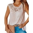 thumbnail image 1 of Enwejyy Womens Summer Basic Tops Lace Solid Crew Neck Sleeveless Loose Pullover Vest Tank Tops, 1 of 3