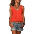 thumbnail image 1 of Enwejyy Womens Summer Basic Tops Solid Sleeveless Round Neck Casual Henley Button Tops Loose Tank Tops Plus Size S-5XL, 1 of 2