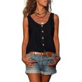 thumbnail image 1 of Enwejyy Womens Summer Basic Tops Solid Sleeveless Round Neck Casual Henley Button Tops Loose Tank Tops Plus Size S-5XL, 1 of 2