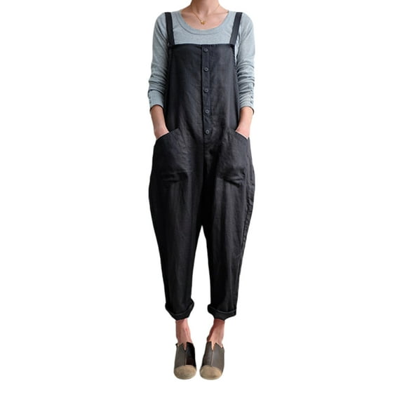 Enwejyy Womens Summer Button Pockets Solid Color Sleeveless Square Neck One-Piece Shorts Jumpsuits