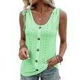 thumbnail image 1 of Enwejyy Womens Summer Buttons Draw String Solid Color Sleeveless Round Neck Basic Tank Tops, 1 of 4