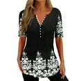 thumbnail image 1 of Enwejyy Womens Summer Gradient Floral Print Short Sleeve V-Neck Button Casual Basic T-Shirts Plus Size S-5XL, 1 of 2