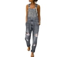 thumbnail image 1 of Enwejyy Womens Summer Hole Denim Pants Sleeveless Casual Jumpsuit Overalls with Pockets, 1 of 2