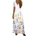 thumbnail image 1 of Enwejyy Womens Summer Lace Short Sleeve V-Neck Floral Print A-Line Dresses, 1 of 2