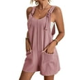 thumbnail image 1 of Enwejyy Womens Summer Shorts Square Neck Sleeveless Pockets Casual Loose Fit Wide Strap One-Piece Jumpsuits, 1 of 4