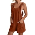 thumbnail image 1 of Enwejyy Womens Summer Shorts Square Neck Sleeveless Pockets Casual Loose Fit Wide Strap One-Piece Jumpsuits, 1 of 2