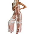 thumbnail image 1 of Enwejyy Womens Thin Summer Dungarees Playsuit Elastic Waist Leopard Tie-Dye Cotton Linen Wide-Leg Jumpsuits, 1 of 4