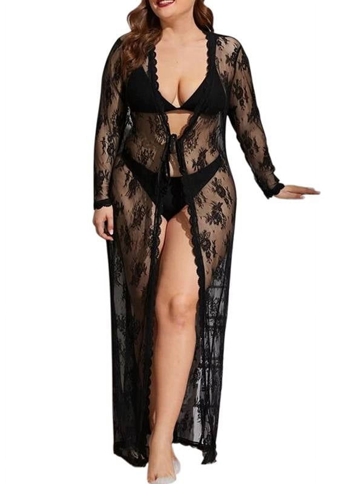lingerie de nuit sexy Nuisette sexy ouverte sur l'avant Ava en satin violet et dentelle main image 1