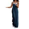 thumbnail image 1 of Enwejyy Womens Wide-Leg Bib Pant Pockets Relaxed Cotton Linen One-Piece Jumpsuit Plus Size M-5XL, 1 of 3