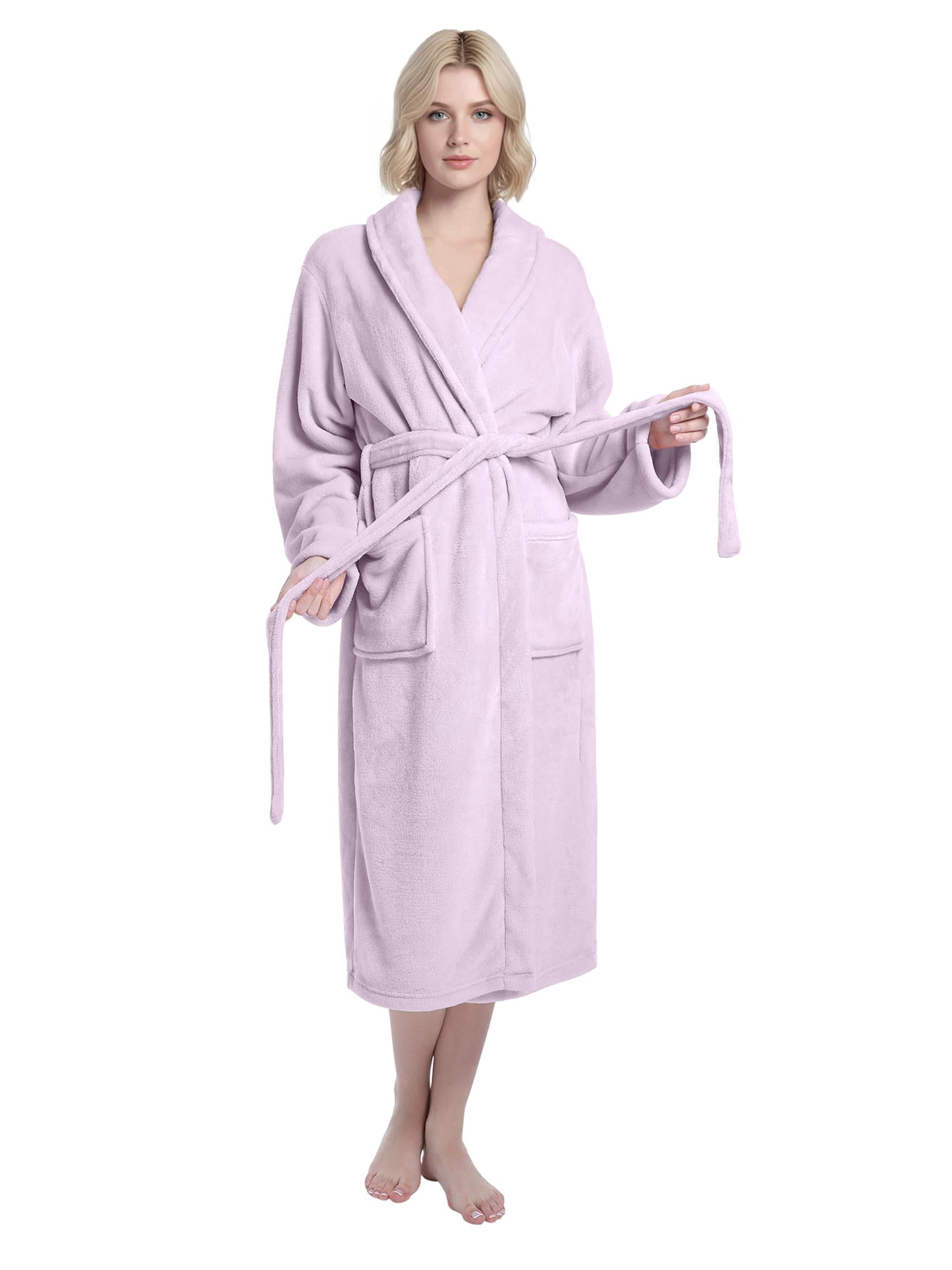 Enwphrey Lavender Women Robe Soft Cozy Warm Bathrobe Ladies Long Fleece ...