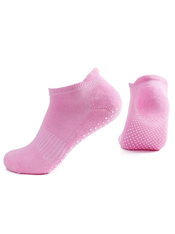Grip Socks for Women Non Slip Workout Yoga with Grips Low Cut Cotton Ankle Socks