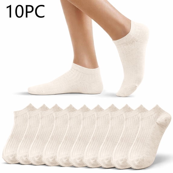 EnxRiUER Women 10 Pairs Ankle Socks Classic Solid Color Low Cut Socks Running Daily Crew Socks
