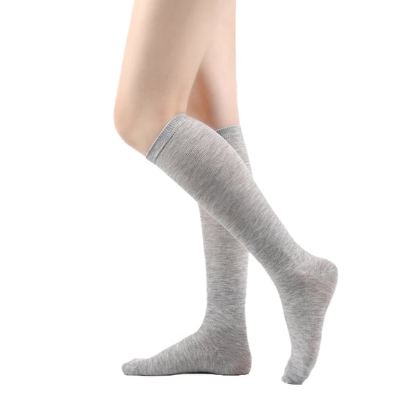 EnxRiUER Women's Knee High Socks Solid Color Classic Knee Socks Opaque Thigh High Stockings Casual Thin Tube Socks