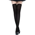 thumbnail image 1 of EnxRiUER Women's Opaque Thigh High Stockings Solid Color Stretchy Tights Dance Daily Footed Socks, 1 of 3
