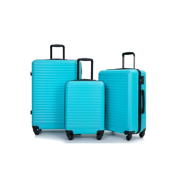 Enxing Mall 3 Piece Luggage Sets ABS Lightweight Suitcase with Two Hooks, Spinner Wheels, TSA Lock, (20/24/28) Turquoise