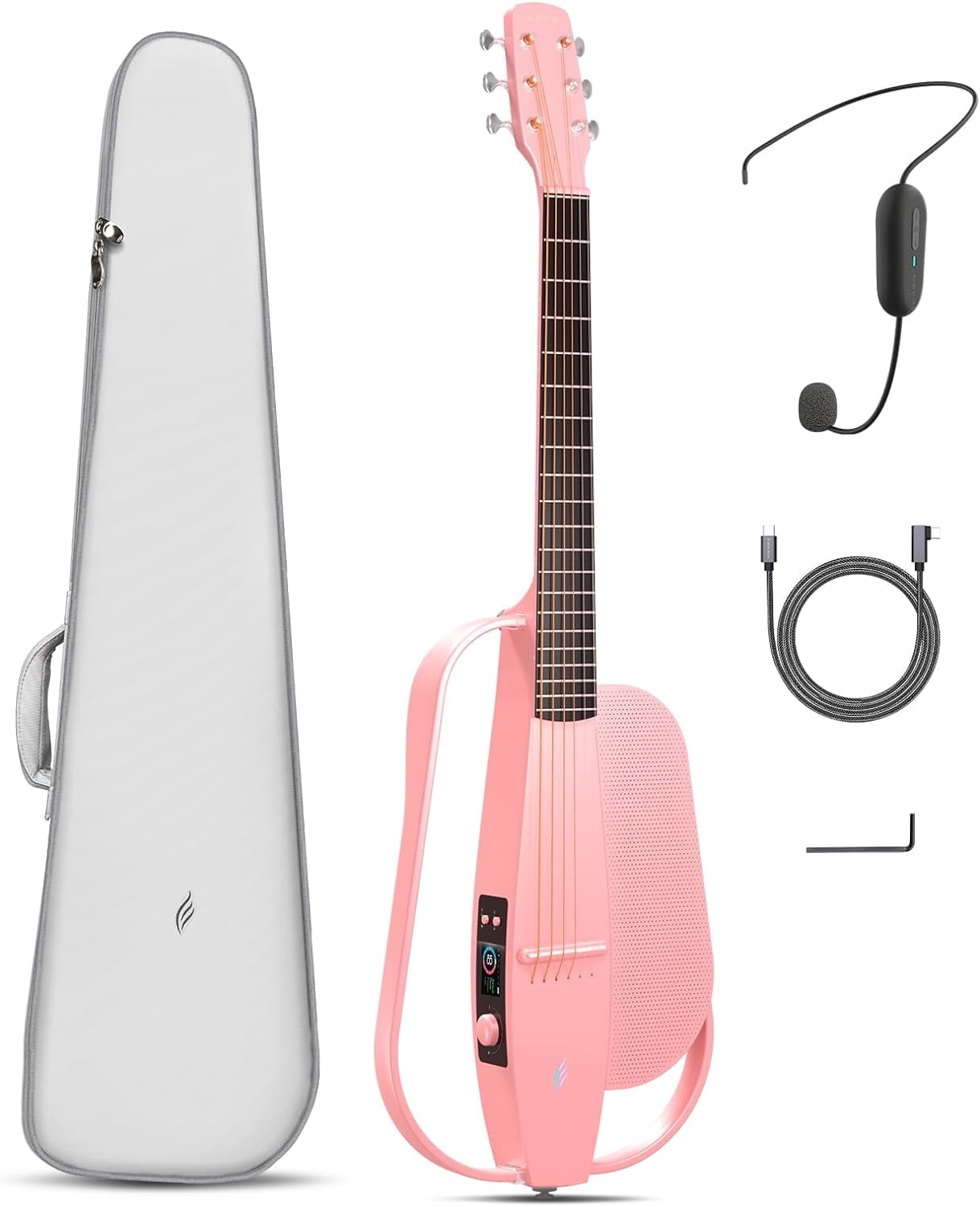 Enya Acoustic Electric Carbon Fiber Travel Guitar NEXG SE Smart Guitarra for Adults with 30W Wireless Speaker, Thickened Gig Bag, Wireless Headset Mic, Charging Cable, and Adjusting Wrench 39 Inch