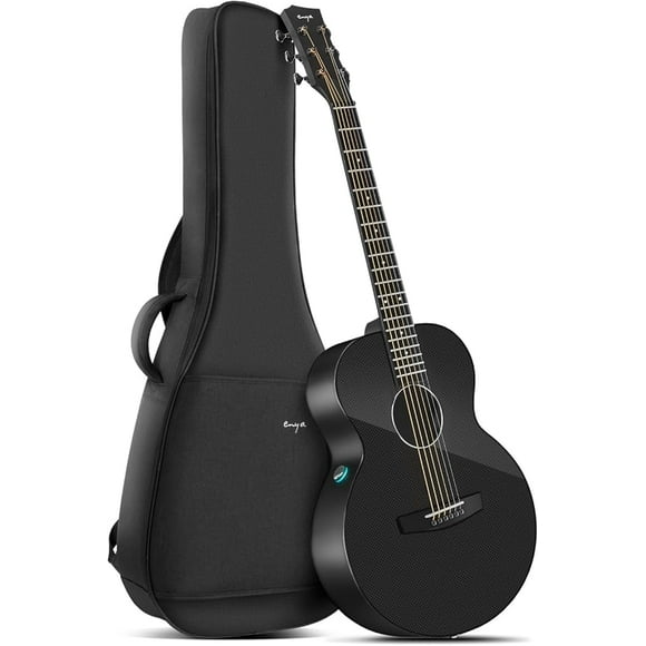 Enya Acoustic-Electric Guitar X3 Pro Mini Carbon Fiber Travel Guitar - 36" 3/4 Size with Built-in Effects & Wireless Speaker, Includes Gig Bag & Cables - Ideal for Professional & Stage Performance
