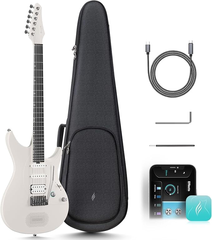 Enya Electric Guitar Inspire 39" Smart Electric Carbon Fiber Guitarra with 15W Wireless Speaker, 20 Distinct Tones, Onboard Presets, Charging Cable, Adjusting Wrench, and Gig Bag