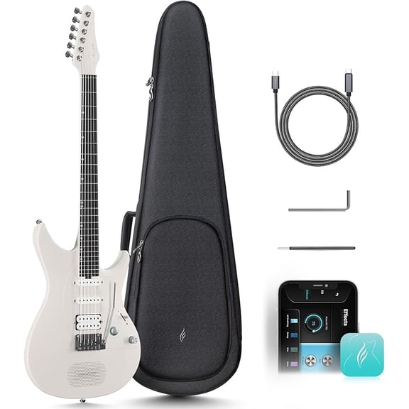 Enya Electric Guitar Inspire 39" Smart Electric Carbon Fiber Guitarra with 15W Wireless Speaker, 20 Distinct Tones, Onboard Presets, Charging Cable, Adjusting Wrench, and Gig Bag