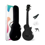 Enya Concert Nova U Black Carbon Fiber Ukulele - With Free Ukulele Lessons, Case, Strap, Capo and Spare Strings.