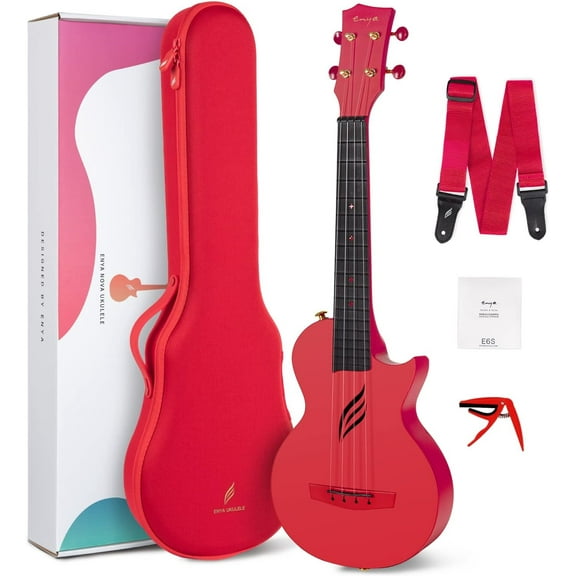 Enya Concert Nova U Orange Carbon Fiber Ukulele - with Free Ukulele Lessons and Accessories