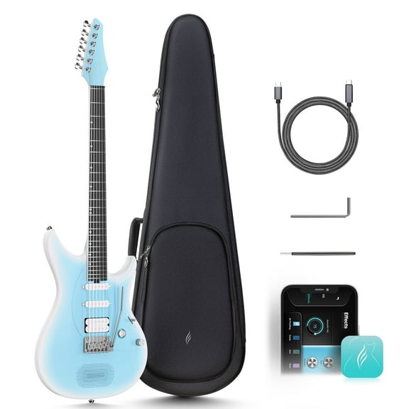 Enya Electric Guitar Inspire 39" Smart Electric Carbon Fiber Guitarra with 15W Wireless Speaker, 20 Distinct Tones, Onboard Presets, Charging Cable, Adjusting Wrench, and Gig Bag