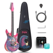 Enya Electric Guitar Inspire Shinichi Kobayashi Dragon Flame 39" Smart Electric Carbon Fiber Guitarra with 15W Wireless Speaker, 20 Distinct Tones, Onboard Presets, Charging Cable, Pick and Gig Bag