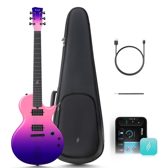 Enya Electric Guitar Nova Go Sonic Smart Electric Carbon Fiber Guitarra with 10W Wireless Speaker, Onboard Presets, Charging Cable, Adjusting Wrench, and Gig Bag