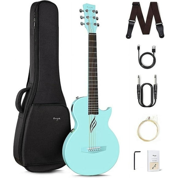 Enya Musical NOVA Go SP1 Carbon Fiber 35 in Acoustic Electric Guitar. Blue