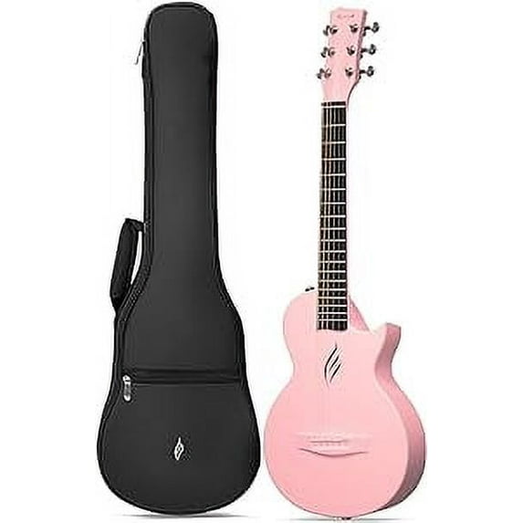 Enya Nova Go Mini Carbon Fiber Acoustic Guitar 1/4 Size Travel Acustica Guitarra w/Beginner Kids Starter Bundle Kit of Thickened Gig Bag, Adjusting Wrench
