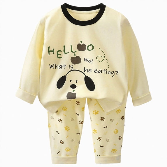Enyan Baby Boys Fall Winter Outfit Long Sleeve Cute Cartoon Print Top and Relaxed Fit Pant 2Pcs Set Toddler Boy Clothes(Blue,12-18 Months)