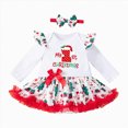 thumbnail image 1 of Enyan Baby Girls My First Christmas Outfit Newborn Infant 1st Xmas Princess Tutu Romper Dress + Headband 2Pcs Clothing Set, 1 of 7