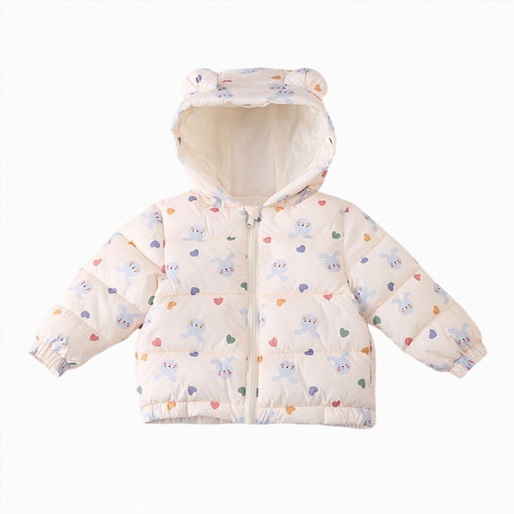 Enyan Baby Winter Puffer Jacket Toddler Boys Girls Bear Ears Hooded Zipper Up Outerwear Coats