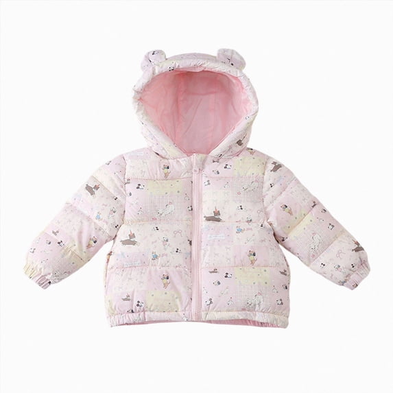 Enyan Baby Winter Puffer Jacket Toddler Boys Girls Bear Ears Hooded Zipper Up Outerwear Coats