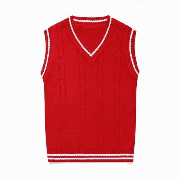 Enyan Boys Girls Sweater Vests School Uniform Vest Sleeveless V Neck Knit Pullover Tops for Kids Toddler(Red,2-3 Years)