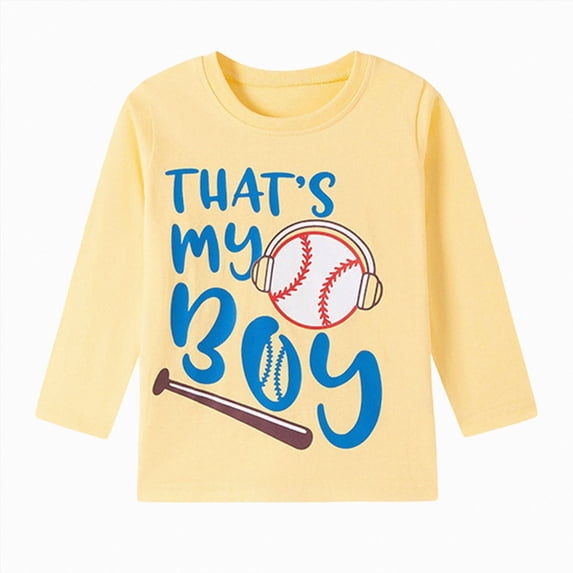 Enyan Boys Graphic Tees Soft Crewneck Long Sleeve Trendy Cartoon Print Toddler Kid Boy Fall Winter Clothes(3 Years)