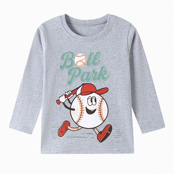 Enyan Boys Graphic Tees Soft Crewneck Long Sleeve Trendy Cartoon Print Toddler Kid Boy Fall Winter Clothes(5 Years)