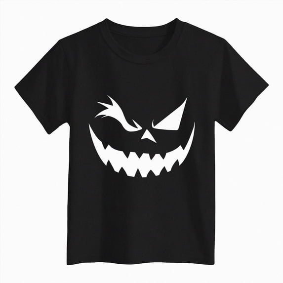 Enyan Boys Halloween Shirts Toddler Graphic Tees Short Sleeve Cute Pumpkin Face Print Kid Boy T-Shirt Tops