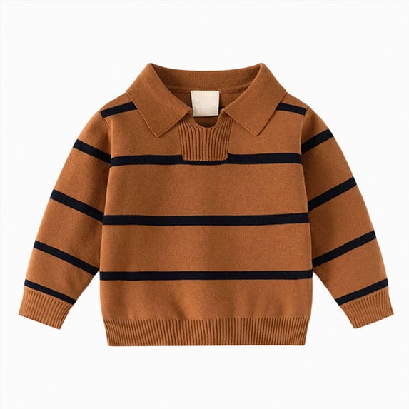 Enyan Boys Shirt for Fall Winter Size 1-6T Toddler Boy Clothes Long Sleeve Striped Tee Top(18-24 Months)